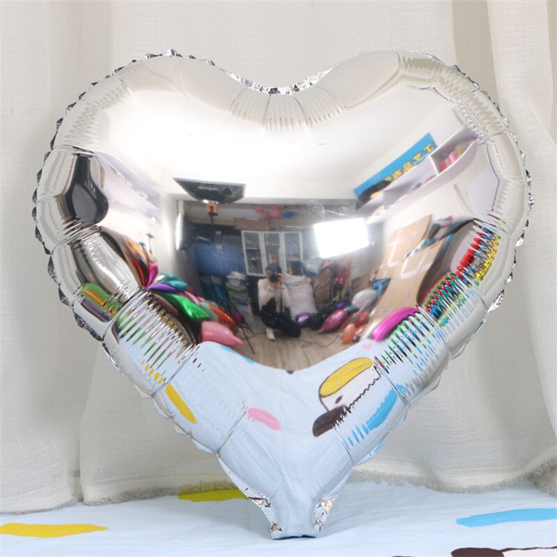 Qfdian valentines day gifts for her 10pcs 18inch Foil Heart Balloon Valentines Day Wedding Decoration Balloons Mariage Birthday Party Decorations Baby Shower Globos