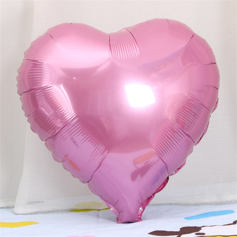 Qfdian valentines day gifts for her 10pcs 18inch Foil Heart Balloon Valentines Day Wedding Decoration Balloons Mariage Birthday Party Decorations Baby Shower Globos