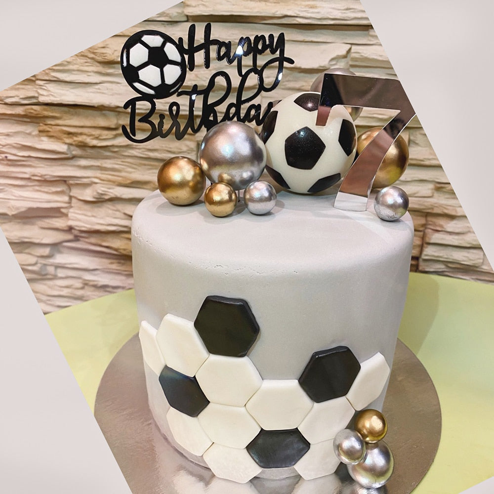 Qfdian halloween decorations christmas decorations Basketball Football Theme Party Cupcake Topper Happy Birthday Cake Topper Flage For Kids Boy Birthday Party Cake Decors Supplies