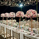 Qfdian 51cm Gold Silver Candle Holders Flower Vase Table Centerpiece Event Floral Ball Stand Road Lead Wedding Decor Metal Candlestick