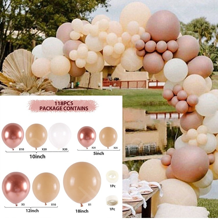 Qfdian Party decoration hot sale new Rose Apricot Balloon Garland Arch Kit Wedding birthday party decoration kids Confetti Latex Balloons Baby Shower Decor