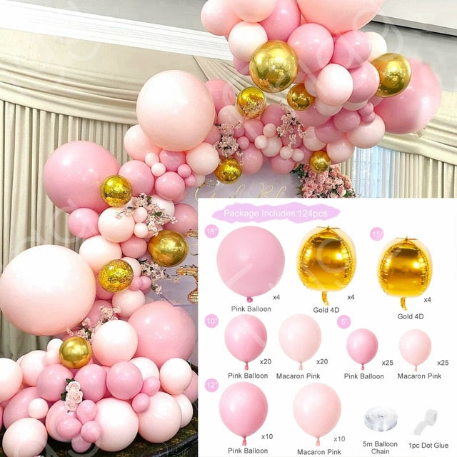 Qfdian 104pcs Bule Silver Macaron Metal Balloon Garland Arch Wedding Birthday Balloons Decoration Party Balloons For Kids Baby Shower