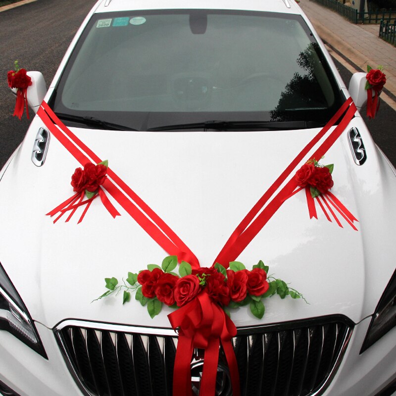 Qfdian Party decoration 2022 New Wedding Car Decoration Artificial Flower Silk Flowers Rose Flower and Door Handle