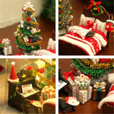 Qfdian DIY Christmas Furniture Lovely Handmade Model Toy Doll House Model Wooden Furniture Toys Birthday Cute Gifts Handmade