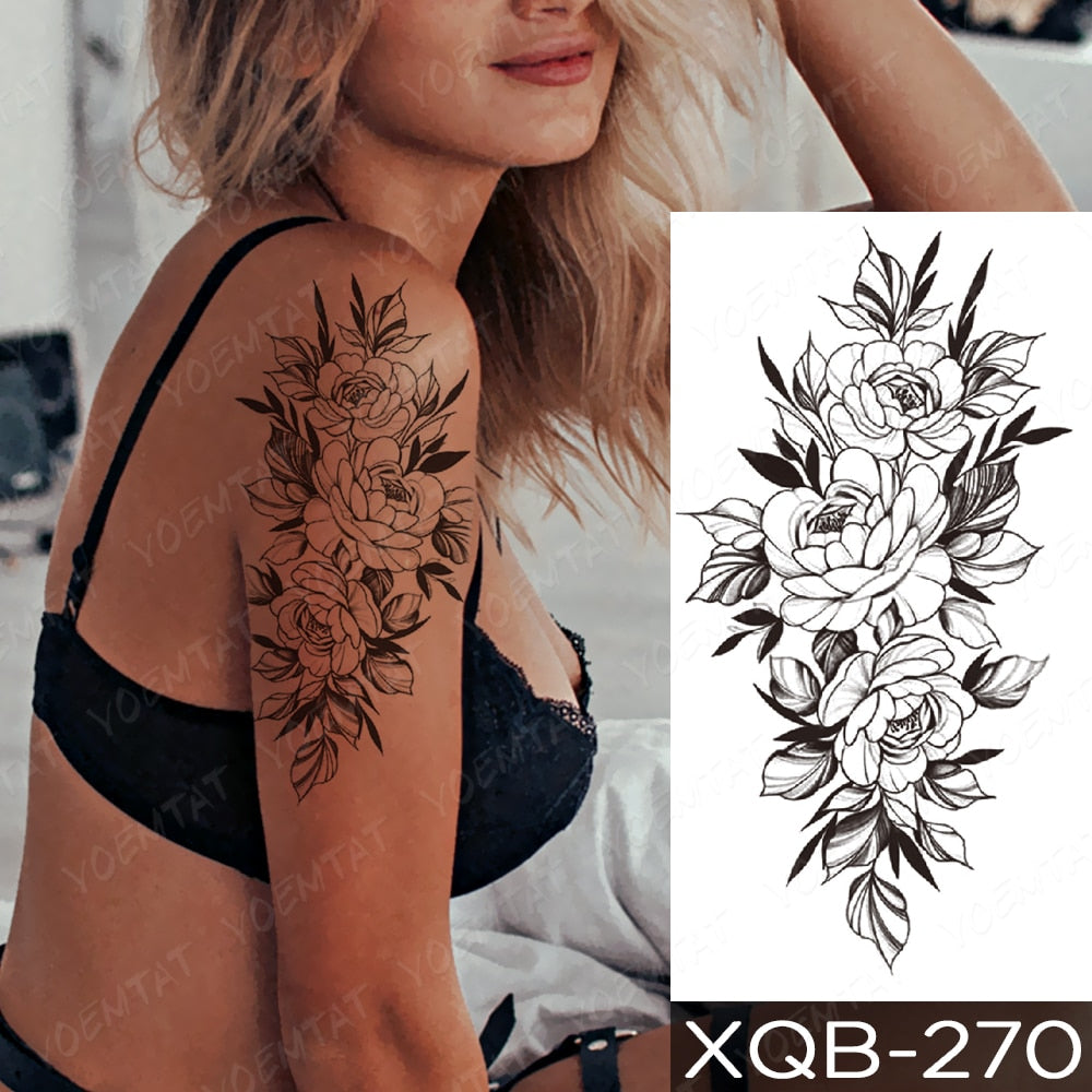 Qfdian Waterproof Temporary Tattoo Sticker I Love You Flash Tattoos Lip Print Butterfly Flowers Body Art Arm Fake Sleeve Tatoo Women