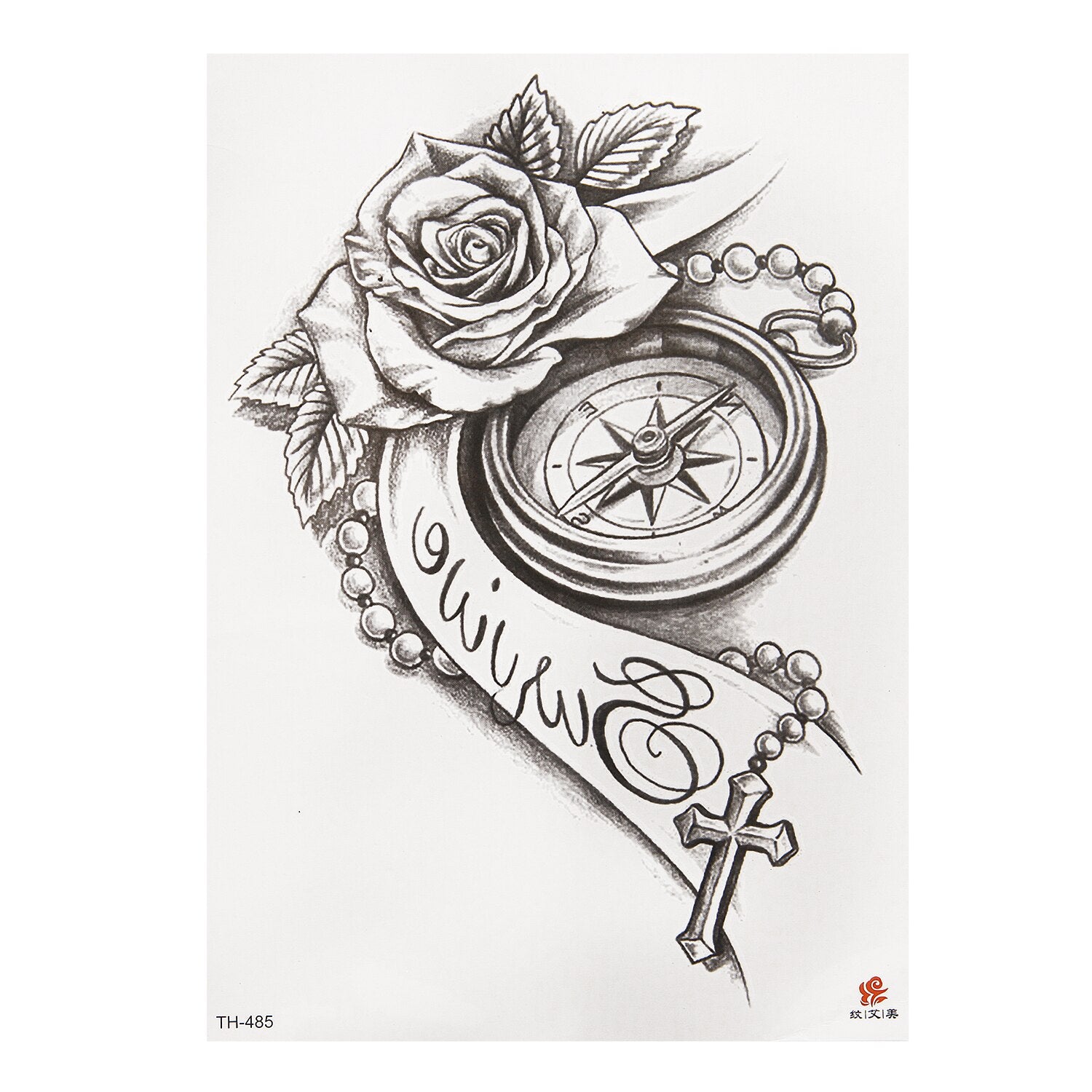 Qfdian Party decoration hot sale new Waterproof Temporary Tattoo Sticker Black Roses Flower Pattern Design Full Flower Arm Body Art Big Large Fake Tattoo Sticker 1PC