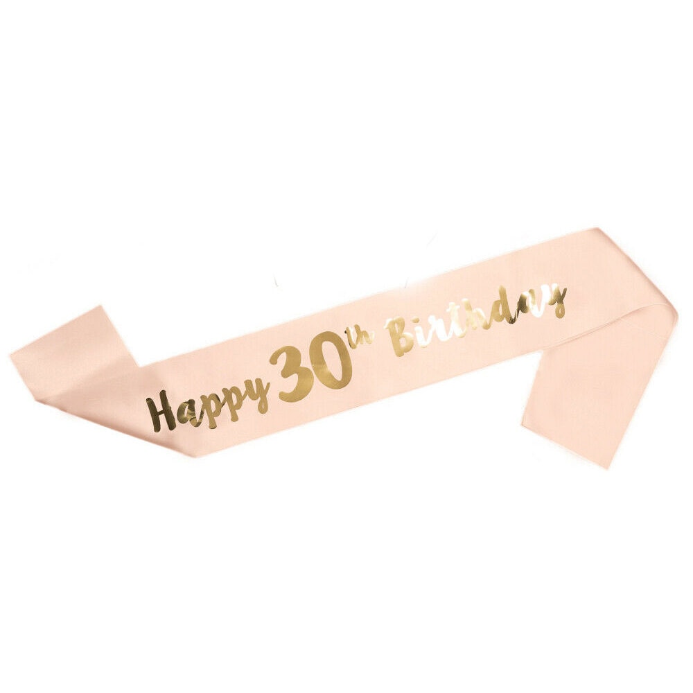 Qfdian Party decoration valentines day 18 30 40 50 60 Happy Birthday Girl Queen Sash Crystal Crown Headband Birthday Party Decoration Adult Anniversary Party Ornaments