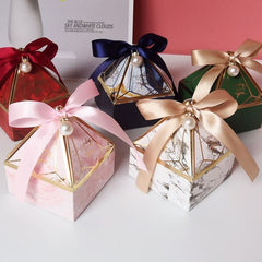 Qfdian Party gifts Party decoration hot sale new Gem Tower Bronzing Candy Box Wedding Gift Packaging Box Only For You Chocolate Candy Paper Gift Box For Baby Shower Event Party