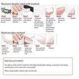 Qfdian 24pcs Fake Nails With Small Diamond Glue Type Long Paragraph Gradient Color Fashion Manicure Patch False Nails Press On Coffin