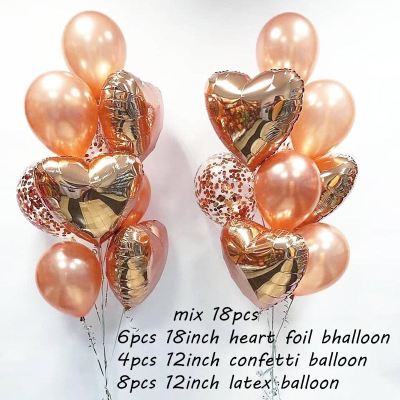 Qfdian Party decoration hot sale new Rose Gold Happy Birthday Party Decor Balloons Chrome Air Helium Balloon Baby Shower 18 25 30th Birthday Anniversary Decorations