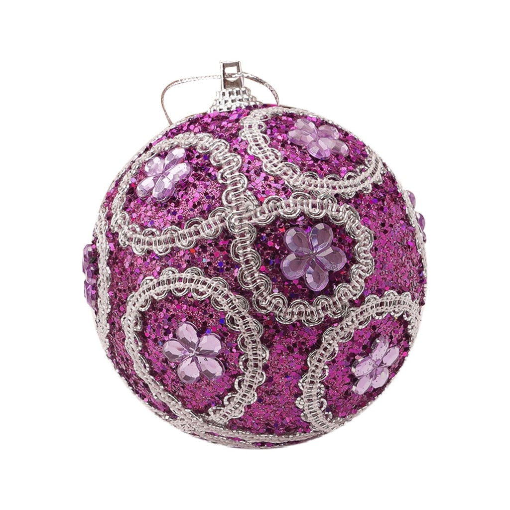 Qfdian valentines day decorations for the home hot sale new  8CM flower Wreath Decoration Christmas Home Decor Christmas Rhinestone Glitter Baubles Ball Xmas Tree Ornament #66