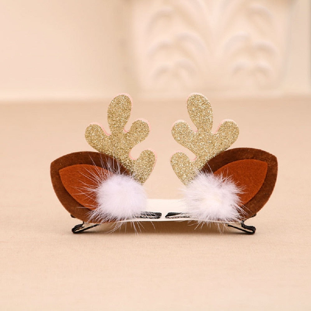 Qfdian Christmas decor ideas 2pcs Cute Deer Ear Hairpins Christmas Barrettes Hair Decorationd 2023 Beautiful Deer Antlers Hair Clips Hair Accessories Girls Gift