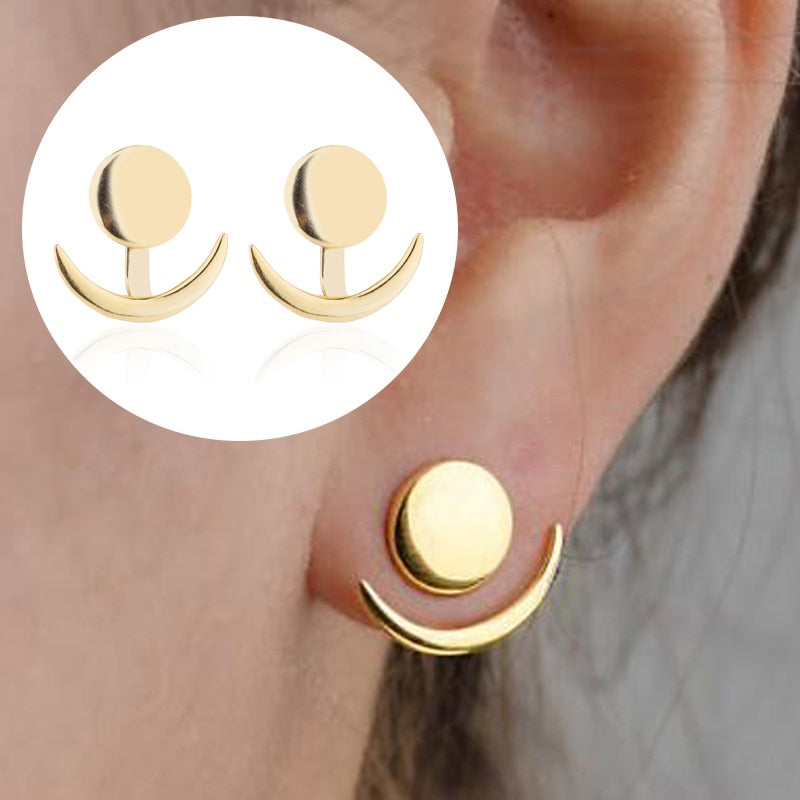 Qfdian easter gifts Bohemian Vintage Earrings Jewelry Leaf Geometric Round Stud Earrings for Women Simple Bar Leaf Earing Ear Climber Girls