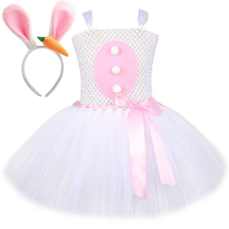 Qfdian halloween decorations halloween costumes Baby Girls Easter Bunny Tutu Dress for Kids Rabbit Cosplay Costumes Toddler Girl Birthday Party Tulle Outfit Holiday Clothes