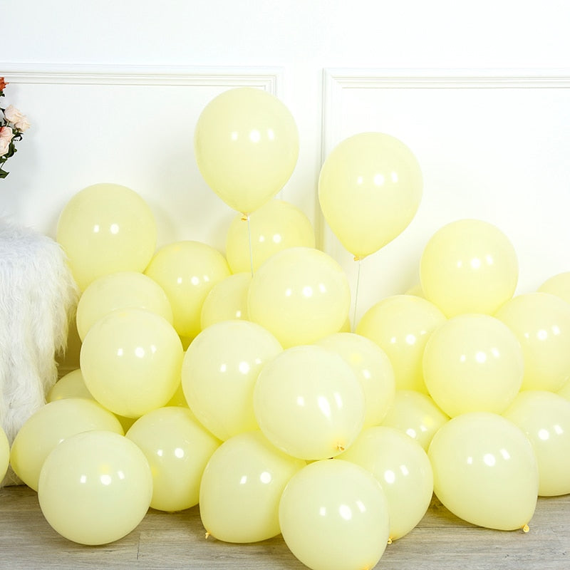 Qfdian Party decoration hot sale new 76pcs Pastel Macaron Yellow White Balloon Garland Arch Wedding Baby Shower Birthday Party Backdrop Tape Wall Global Decorations