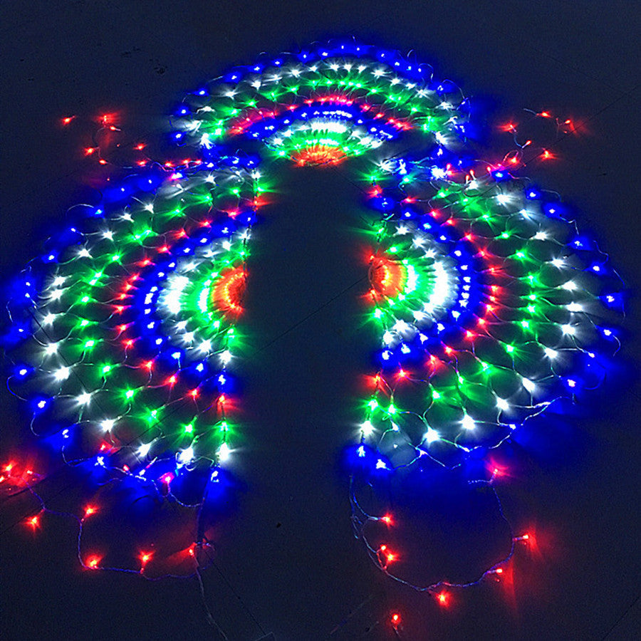 Qfdian Plug 3M 3 Peacock Mesh Net Led String Lights Outdoor Fairy Garland for Wedding Christmas Wedding New Year Party Decoration