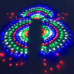 Qfdian Plug 3M 3 Peacock Mesh Net Led String Lights Outdoor Fairy Garland for Wedding Christmas Wedding New Year Party Decoration