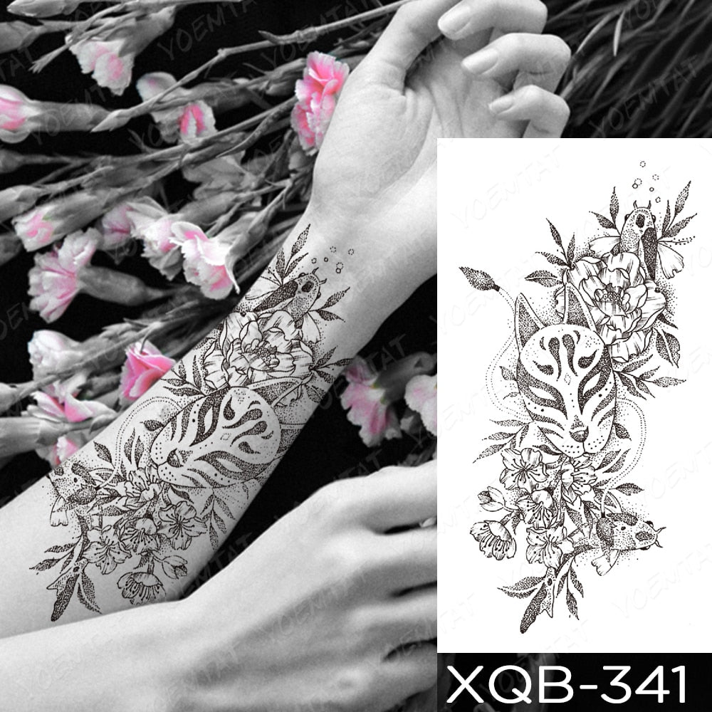 Qfdian Waterproof Temporary Tattoo Sticker I Love You Flash Tattoos Lip Print Butterfly Flowers Body Art Arm Fake Sleeve Tatoo Women