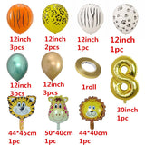 Qfdian Party decoration 18pcs/set Jungle Animal Balloons Chrome Metallic Latex Balloon 30inch Gold Number Globos Kids Birthday Party Baby Shower Decor