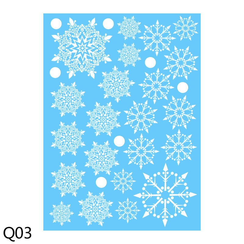 Qfdian CHRISTMAS decorations 1 Sheet Merry Christmas Snowflake Snowman Window Sticker Christmas Wall Stickers Kids Room Wall Decals