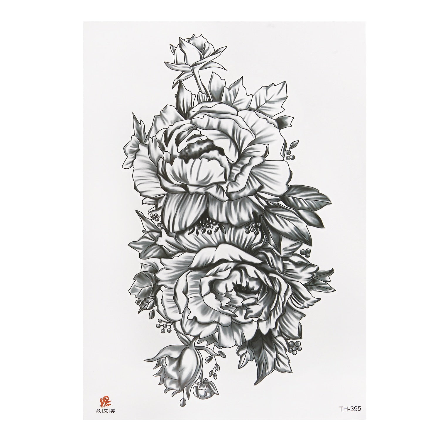 Qfdian Party decoration hot sale new Waterproof Temporary Tattoo Sticker Black Roses Flower Pattern Design Full Flower Arm Body Art Big Large Fake Tattoo Sticker 1PC