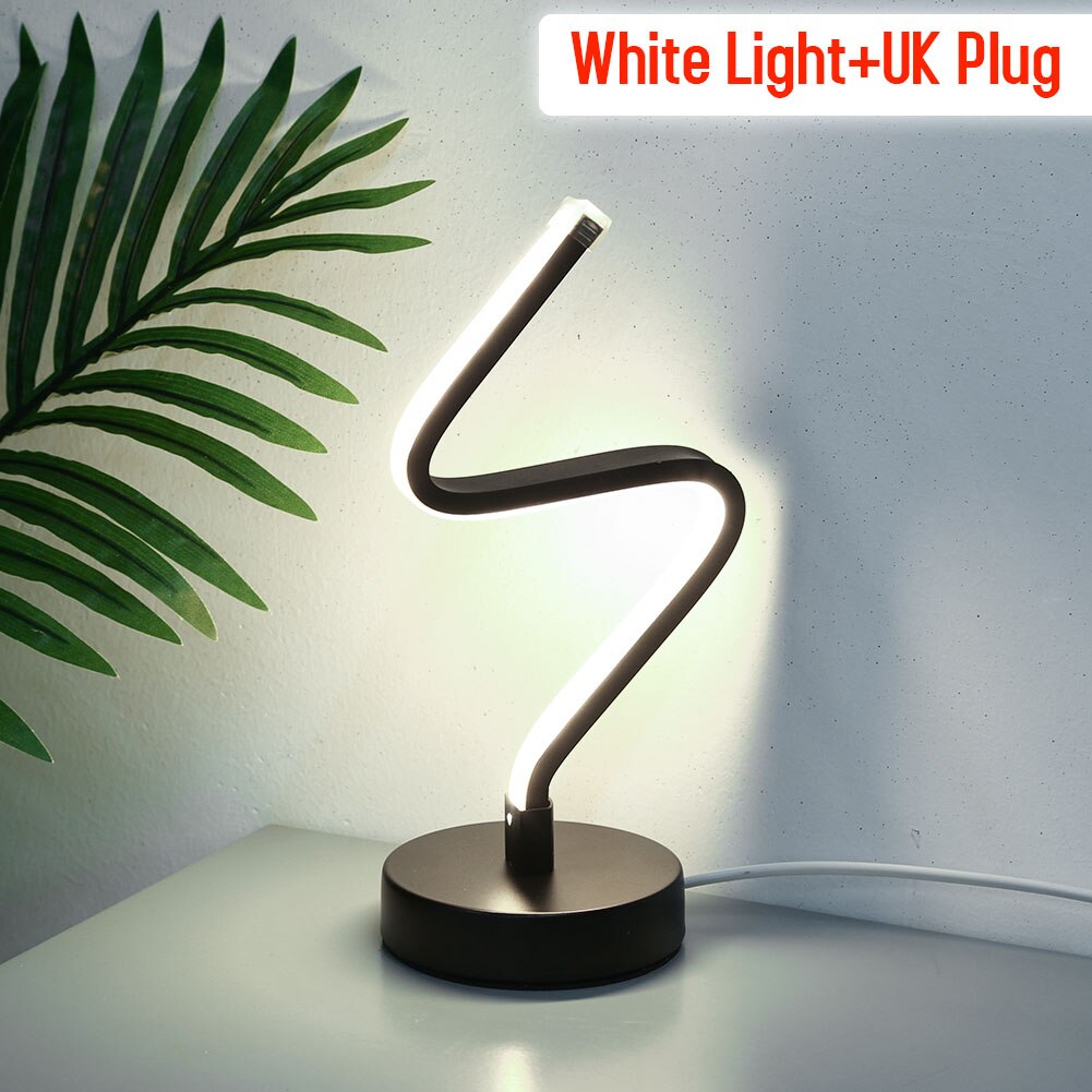 Qfdian Cozy apartment aesthetic hot sale new Modern LED Table Lamp Iron Bedside Light Desk Lamp Spiral Wave Dimmable Bedroom Night Light Home Lighting Fixture