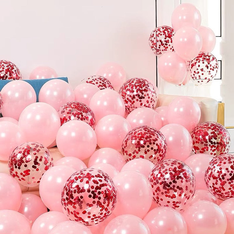 Qfdian Party decoration hot sale new 20/40pcs 10inch Pink Balloons Confetti Chrome Metallic Latex Balloon Christmas Baby Shower Birthday Wedding Party Decorations