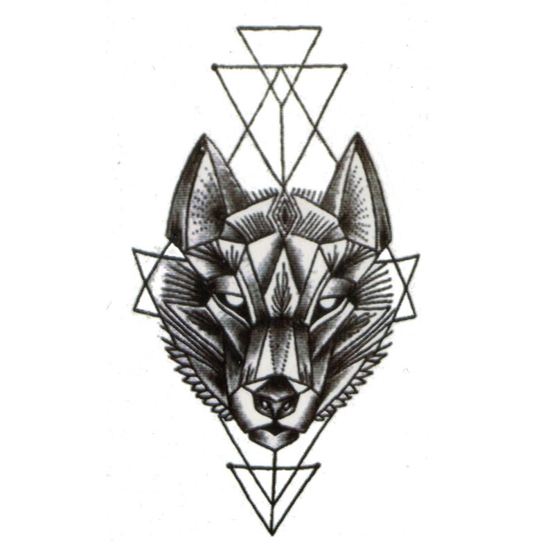 Qfdian gifts for women hot sale new Waterproof Temporary Tattoo Sticker Geometry Animal Wolf Fake Tattoo Sticker  Body Art Arm Fake Sleeve Tattoo Men Wome