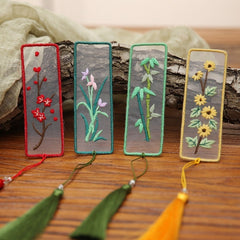 Qfdian gifts for women hot sale new Bookmarks Cross-stitch Plum Blossom Diy Embroidery Peace and Blessing Pouch Stitch for Needlework Needle Minder Organizer Craft