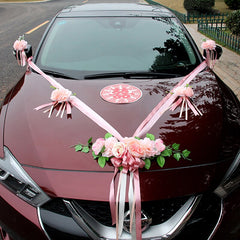 Qfdian Party decoration 2022 New Wedding Car Decoration Artificial Flower Silk Flowers Rose Flower and Door Handle