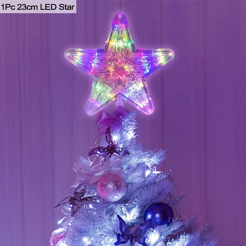 Qfdian wedding decorations Christmas Tree Top Star LED Light Lamp Christmas Decorations For Home Xmas Tree Ornaments Navidad New Year 2022 Natal Noel