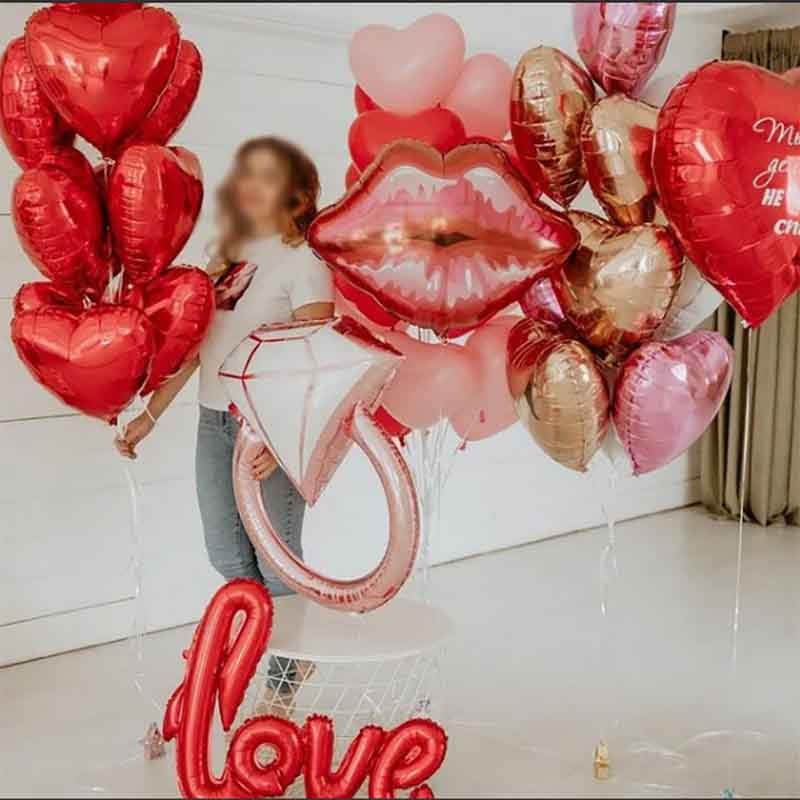 Qfdian valentines day decorations for the home Bride To Be Ring Foil Balloon Wedding Hen Party Decoration Champagne Bottle Love Bridal Ballons Birthday Valentines Decor Suppli