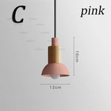 Qfdian home decor hot sale new Iron Wood Macaron Pendant Lamp Pink Green Yellow Hotel Restaurant Sitting Dining Room Bedroom Nordic Hanging Suspension Lighting