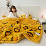 Qfdian Cute Animal Blanket For Kids Soft Fluffy Winter Blankets Warm Bed Cover Thick Weighted Blanket Children's Cartoon Duvet Quilt