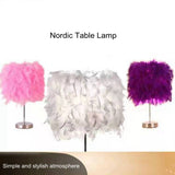 Qfdian Cozy apartment aesthetic hot sale new New LED Nordic Simple And Stylish Feather Table Lamp Warm Light Tree Feather Lampshade Wedding Bedroom  Dinner Party Home Decor
