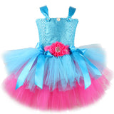 Qfdian halloween decorations halloween costumes Trolls Tutu Dress for Girls Princess Poppy Birthday Costumes for Kids Magic Elves Halloween Dresses Girl Fairy Flower Outfits