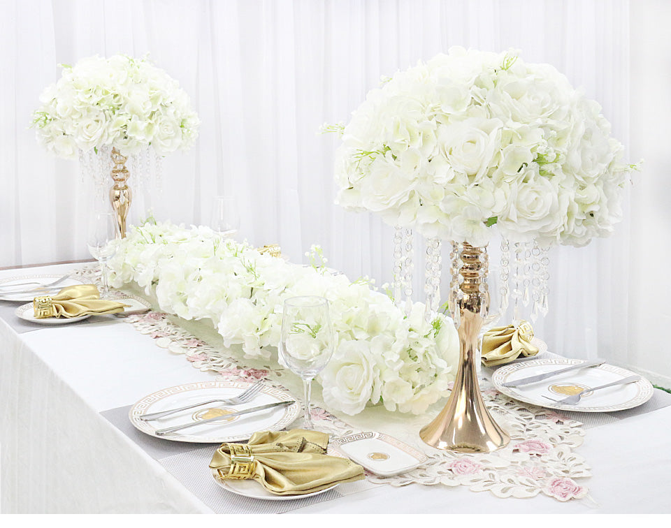 Qfdian Rose Artificial Flower Arrangement Table Centerpieces Flower Ball Wedding Arch Backdrop Decor Flower Row Party Layout