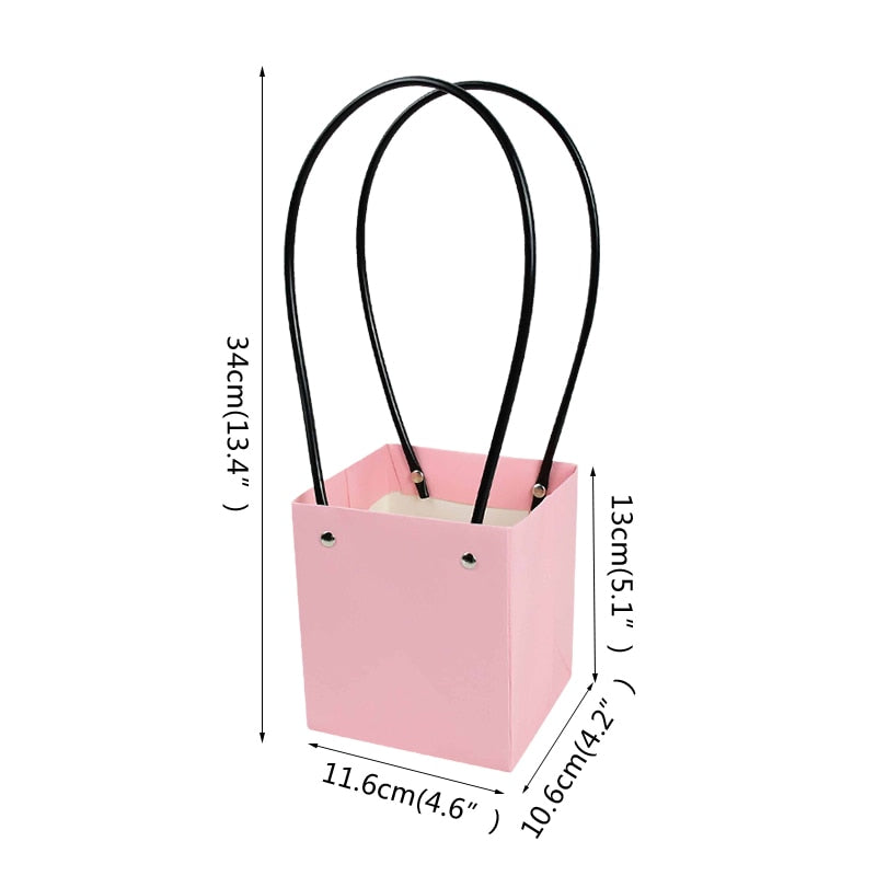 Qfdian Party decoration hot sale new Portable Flower Box Waterproof Paper Handbag Gift Packaging Bag Florist Handy Flower Bags Wedding Party Favor Rose Storage Boxes