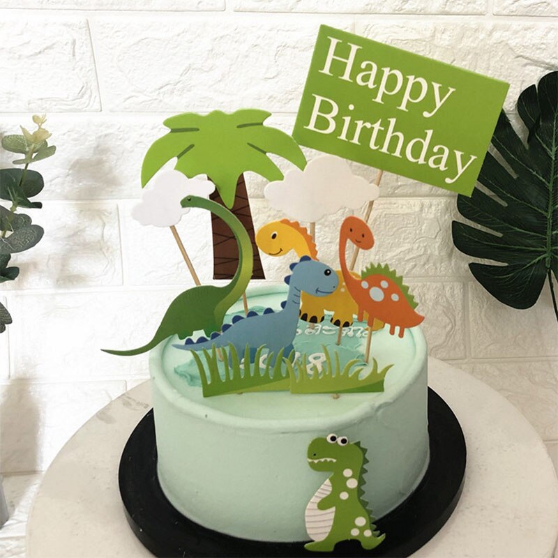 Qfdian Party decoration Jungle Party Decorations Dinosaur Balloons Cake Topper Cupcake Wrapper Treat Kids Birthday Banner Birthday Party Supplies