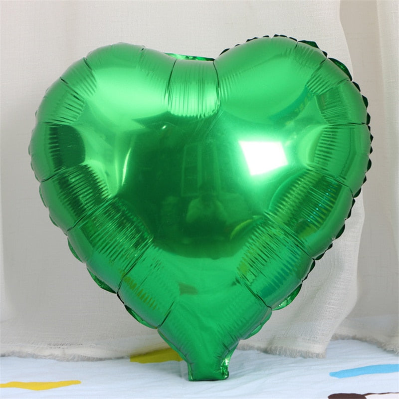 Qfdian valentines day gifts for her 10pcs 18inch Foil Heart Balloon Valentines Day Wedding Decoration Balloons Mariage Birthday Party Decorations Baby Shower Globos