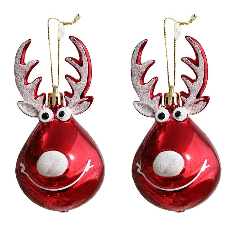 QFDIAN New 2pcs Christmas Balls Ornaments Bauble Pendant Elk Design Hanging Balls Mall Home Party Props For Christmas Tree Decorations