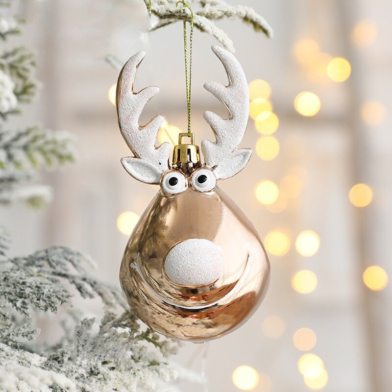 QFDIAN New 2pcs Christmas Balls Ornaments Bauble Pendant Elk Design Hanging Balls Mall Home Party Props For Christmas Tree Decorations