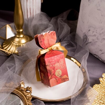 Qfdian wedding decorations  Creative Wedding Carton Candy Box Vase Box Love Sansheng for Party Chocolate box packaging/Wedding Favours candy Boxes