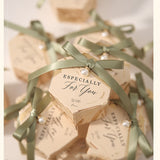 Qfdian wedding decorations  Hexagonal Ins Wind wedding candy Wedding Favor Gift Chocolate Candy Gift Bag Ribbon Pearl wedding return gift partner hand gift