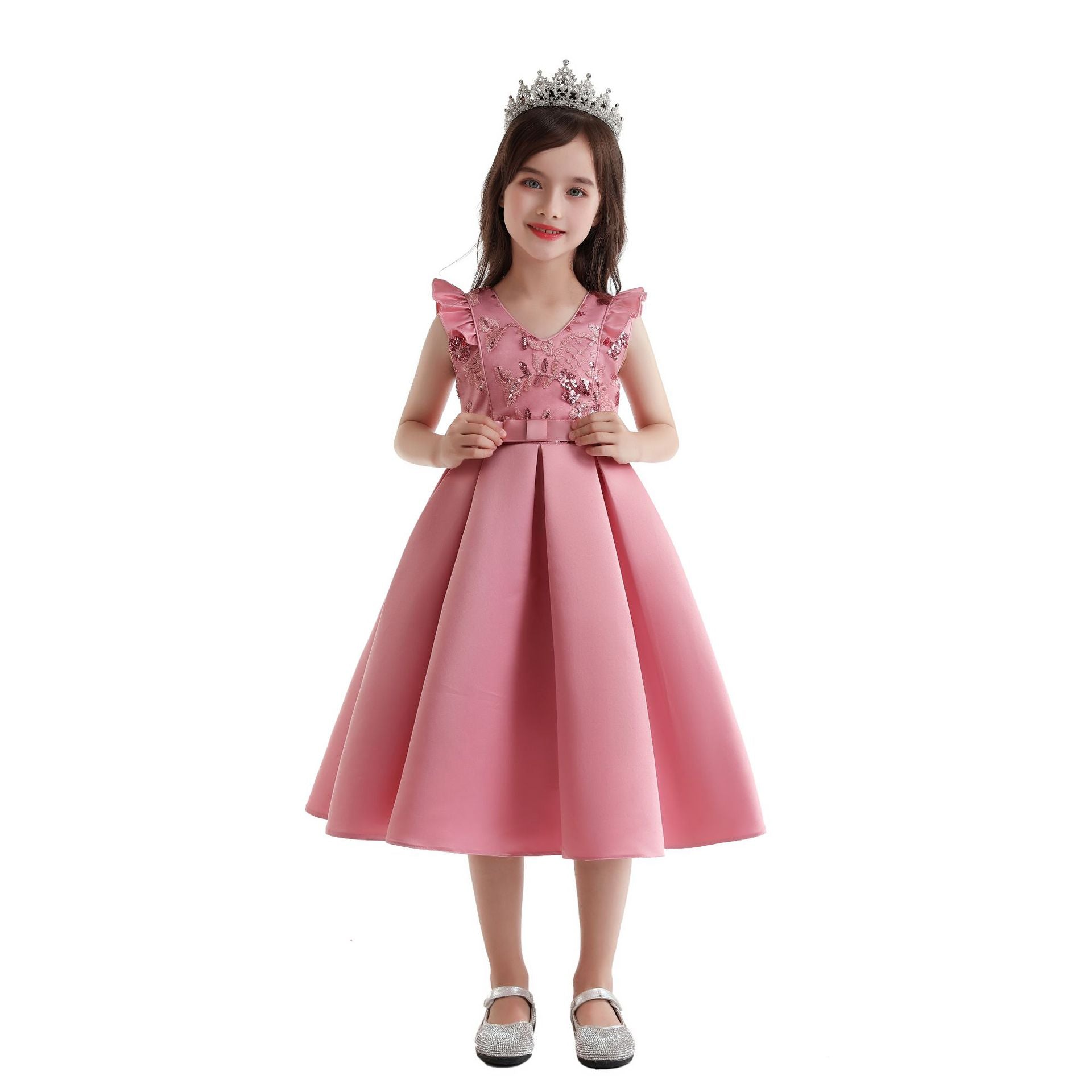 QFDIAN Kids Girl Striped Dresses Christmas Flower Girl Party Princess Dresses Children Clothes For 2 6 8 10 Years old Girls Gown Dress