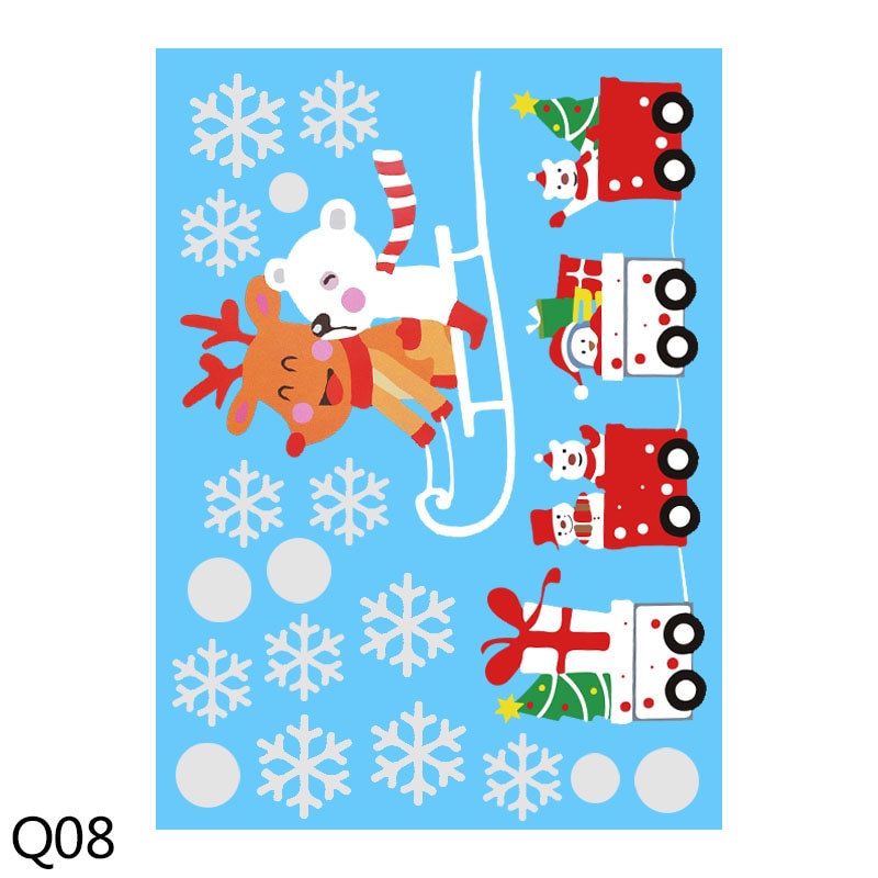 Qfdian CHRISTMAS decorations 1 Sheet Merry Christmas Snowflake Snowman Window Sticker Christmas Wall Stickers Kids Room Wall Decals