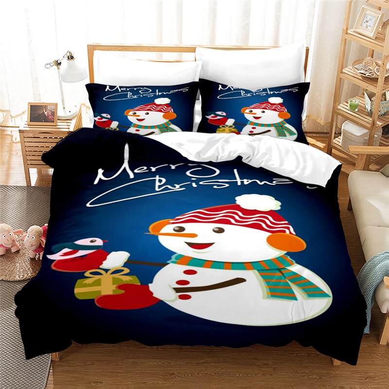 Qfdian christmas decor ideas nightmare before christmas Santa Claus Christmas Bedding Set Western Europe Duvet Cover Set 2/3 Pcs Super King Size Dekbedovertrek 200x200 King Size