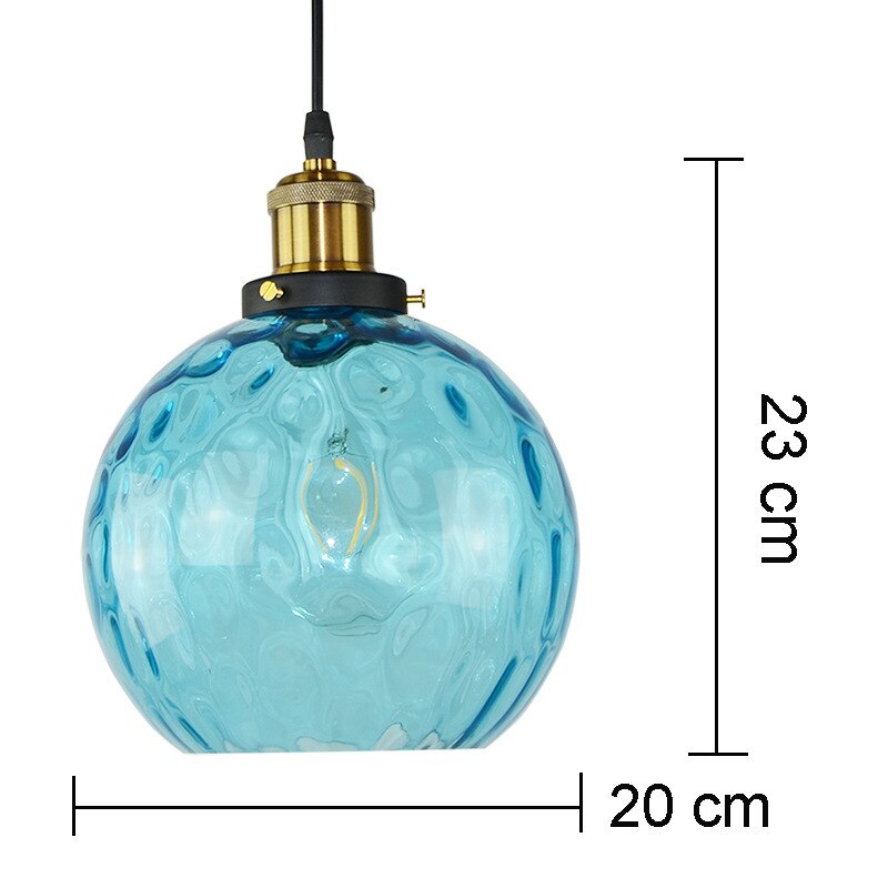 Modern Led Glass Ball Pendant Light Blue Hanging Lighting Living Dining Room Kitchen Bedroom Lamp Corridor Hotel Decoration Home