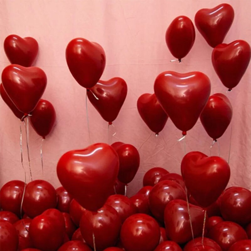 Qfdian Party decoration 50pcs love heart ruby red latex balloons Inflatable air helium balloon valentine's day marriage wedding party decor supplies