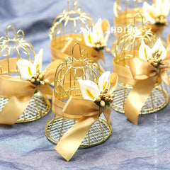 Qfdian Party decoration 30pcs Wedding Candy Box Tinplate Birdcage Bell Gift Bag with Handles Chocolate Favor Box Packaging Gift Box 7x8cm